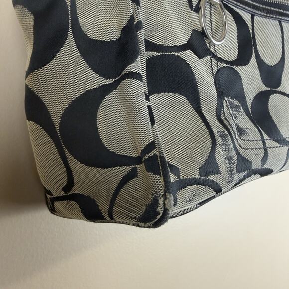 Coach Daisy Signature Tote Shoulder Bag Black Gray M Classic Style - Picture 11 of 15